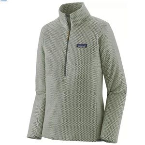 Patagonia 40250 Sleet Green Chevron Textured R1 Air 1/2 Zip Fleece Pullover